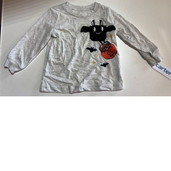 Boys 5 Pc Halloween Set 18 mths Shirts, Bodysuit & Sweatpant Black Gray Bats - Picture 3 of 9